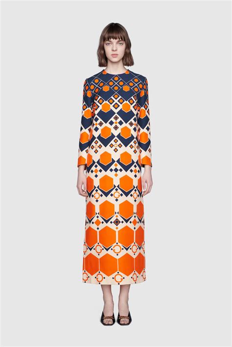 gucci hexagon print dress|Gucci ladies dresses.